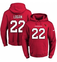 NFL Men Nike Arizona Cardinals 22 T J Logan Red Name Number Pullover Hoodie