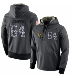 NFL Men Nike Arizona Cardinals 64 Dorian Johnson Stitched Black Anthracite Salute to Service Player Performance Hoodie