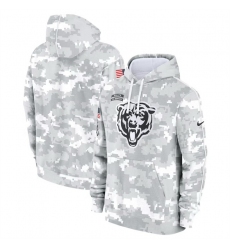 Men Chicago Bears 2024 Arctic Camo Salute To Service Club Fleece Pullover Stitched Hoodie