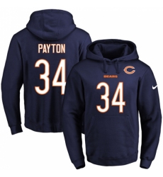NFL Mens Nike Chicago Bears 34 Walter Payton Navy Blue Name Number Pullover Hoodie