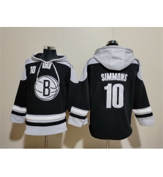 Men Brooklyn Nets 10 Ben Simmons Black Lace Up Pullover Hoodie