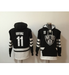 Men's Brooklyn Nets #11 Kyrie Irving Black Pullover Hoodie