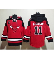Men Chicago Bulls 11 DeMar DeRozan Red Black Ageless Must Have Lace Up Pullover Hoodie