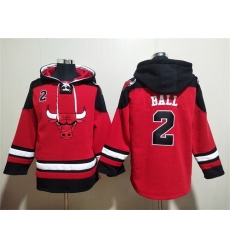 Men Chicago Bulls 2 Lonzo Ball Red Black Ageless Must Have Lace Up Pullover Hoodie