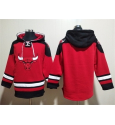 Men Chicago Bulls Blank Red Black Ageless Must Have Lace Up Pullover Hoodie