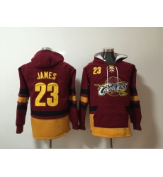 Men Cleveland Cavaliers #23 Lebron James Red Name & Number Pullover NBA Hoodie