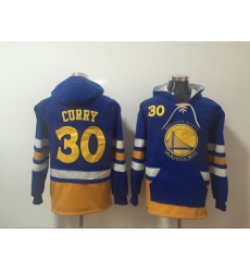 Men's Golden State Warriors #30 Stephen Curry Blue Lace-Up Pullover Hoodie
