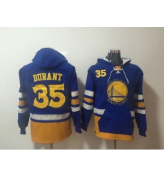 Men's Golden State Warriors #35 Kevin Durant Blue Lace-Up Pullover Hoodie
