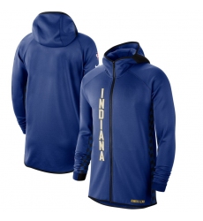 Men Nike Indiana Pacers BlueWhite 201920 Earned Edition Showtime Full Zip Performance Hoodie