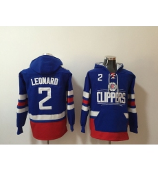 Men's Los Angeles Clippers #2 Kawhi Leonard Blue Lace-Up Pullover Hoodie