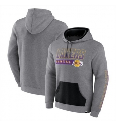 Men Los Angeles Lakers Heathered Gray Off The Bench Color Block Pullover Hoodie