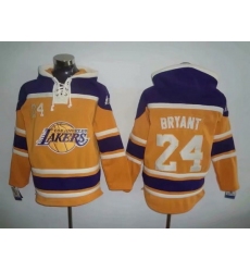 Men's Los Angeles Lakers #24 Kobe Bryant Yellow Lace-Up Pullover Hoodie II