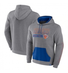 Men New York Knicks Heathered Gray Off The Bench Color Block Pullover Hoodie