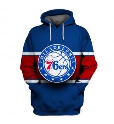 Men Philadelphia 76ers Blue All Stitched Hooded Sweatshirt