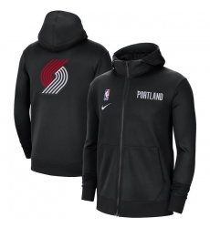 Men Nike Portland Trail Blazers Black Authentic Showtime Performance Full Zip Hoodie Jacket