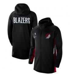 Men Nike Portland Trail Blazers Black Authentic Showtime Therma Flex Performance Full Zip Hoodie