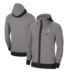 Men Nike Portland Trail Blazers Heathered Charcoal Authentic Showtime Performance Full Zip Hoodie Jacket