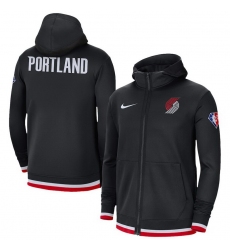 Men Portland Trail Blazers Nike 75th Anniversary Performance Showtime Full Zip Hoodie Jacket   Black