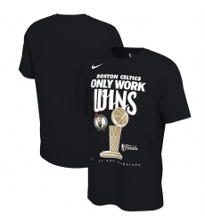 Men Boston Celtics Black 2024 Finals Champions Celebration Trophy T Shirt