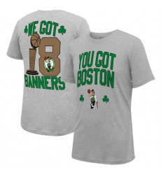 Men Boston Celtics Grey 2024 Finals Champions Banners T Shirt