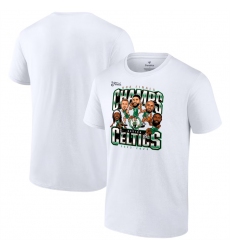 Men Boston Celtics White 2024 Finals Champions Pull Up Jumper Caricature T Shirt