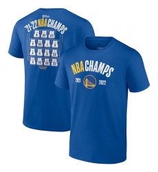 Men's Golden State Warriors 2021-2022 Royal NBA Finals Champions Final Buzzer Jersey Roster T-Shirt