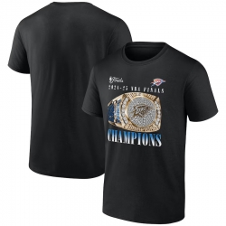 Men Oklahoma City Thunder Black 2025 Finals Champions Inbound Pass Ring T Shirt
