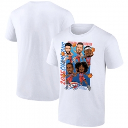 Men Oklahoma City Thunder White 2025 Finals Champions Caricature Full Court T Shirt