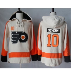 Flyers #10 Brayden Schenn Cream Sawyer Hooded Sweatshirt Stitched NHL Jersey