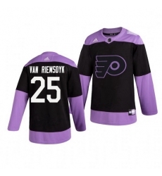 Flyers 25 James Van Riemsdyk Black Purple Hockey Fights Cancer Adidas Jersey