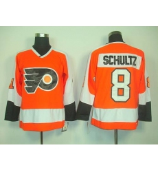 Flyers #8 Dave Schultz Orange CCM Throwback Stitched NHL Jersey