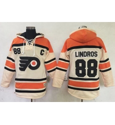 Flyers #88 Eric Lindros Cream Sawyer Hooded Sweatshirt Stitched NHL Jersey 5125 74766