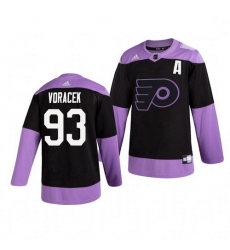 Flyers 93 Jakub Voracek Black Purple Hockey Fights Cancer Adidas Jersey