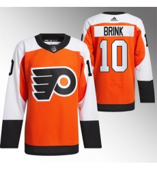 Men Philadelphia Flyers 10 Bobby Brink 2023 24 Orange Stitched Jersey
