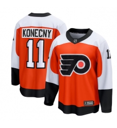 Men Philadelphia Flyers 11 Travis Konecny Orange Stitched Jersey
