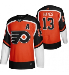 Men Philadelphia Flyers 13 Kevin Hayes Orange Adidas 2020 21 Reverse Retro Alternate NHL Jersey