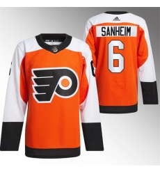 Men Philadelphia Flyers 6 Travis Sanheim 2023 24 Orange Stitched Jersey