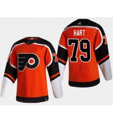 Men Philadelphia Flyers 79 Carter Hart 2021 Orange Reverse Retro Stitched Jersey