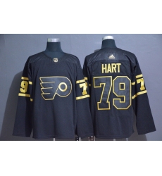 Men Philadelphia Flyers 79 Carter Hart Black Gold Adidas Jersey