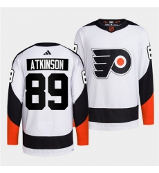 Men Philadelphia Flyers 89 Cam Atkinson White 2022 Reverse Retro Stitched Jersey