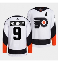 Men Philadelphia Flyers 9 Ivan Provorov White 2022 Reverse Retro Stitched Jersey
