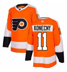 Mens Adidas Philadelphia Flyers 11 Travis Konecny Authentic Orange Home NHL Jersey 