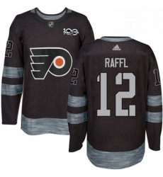Mens Adidas Philadelphia Flyers 12 Michael Raffl Authentic Black 1917 2017 100th Anniversary NHL Jersey 