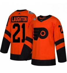 Mens Adidas Philadelphia Flyers 21 Scott Laughton Orange Authentic 2019 Stadium Series Stitched NHL Jerse 