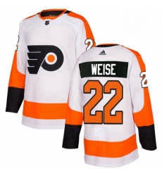 Mens Adidas Philadelphia Flyers 22 Dale Weise Authentic White Away NHL Jersey 