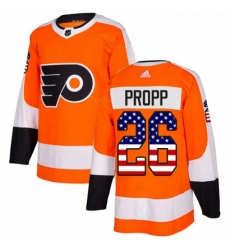 Mens Adidas Philadelphia Flyers 26 Brian Propp Authentic Orange USA Flag Fashion NHL Jersey 