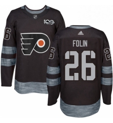 Mens Adidas Philadelphia Flyers 26 Christian Folin Authentic Black 1917 2017 100th Anniversary NHL Jersey 