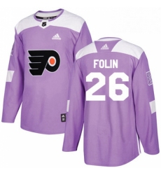 Mens Adidas Philadelphia Flyers 26 Christian Folin Authentic Purple Fights Cancer Practice NHL Jersey 