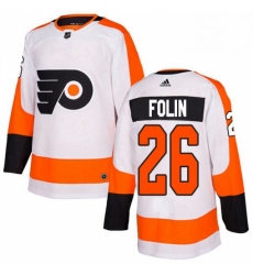 Mens Adidas Philadelphia Flyers 26 Christian Folin Authentic White Away NHL Jersey 