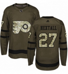 Mens Adidas Philadelphia Flyers 27 Ron Hextall Authentic Green Salute to Service NHL Jersey 